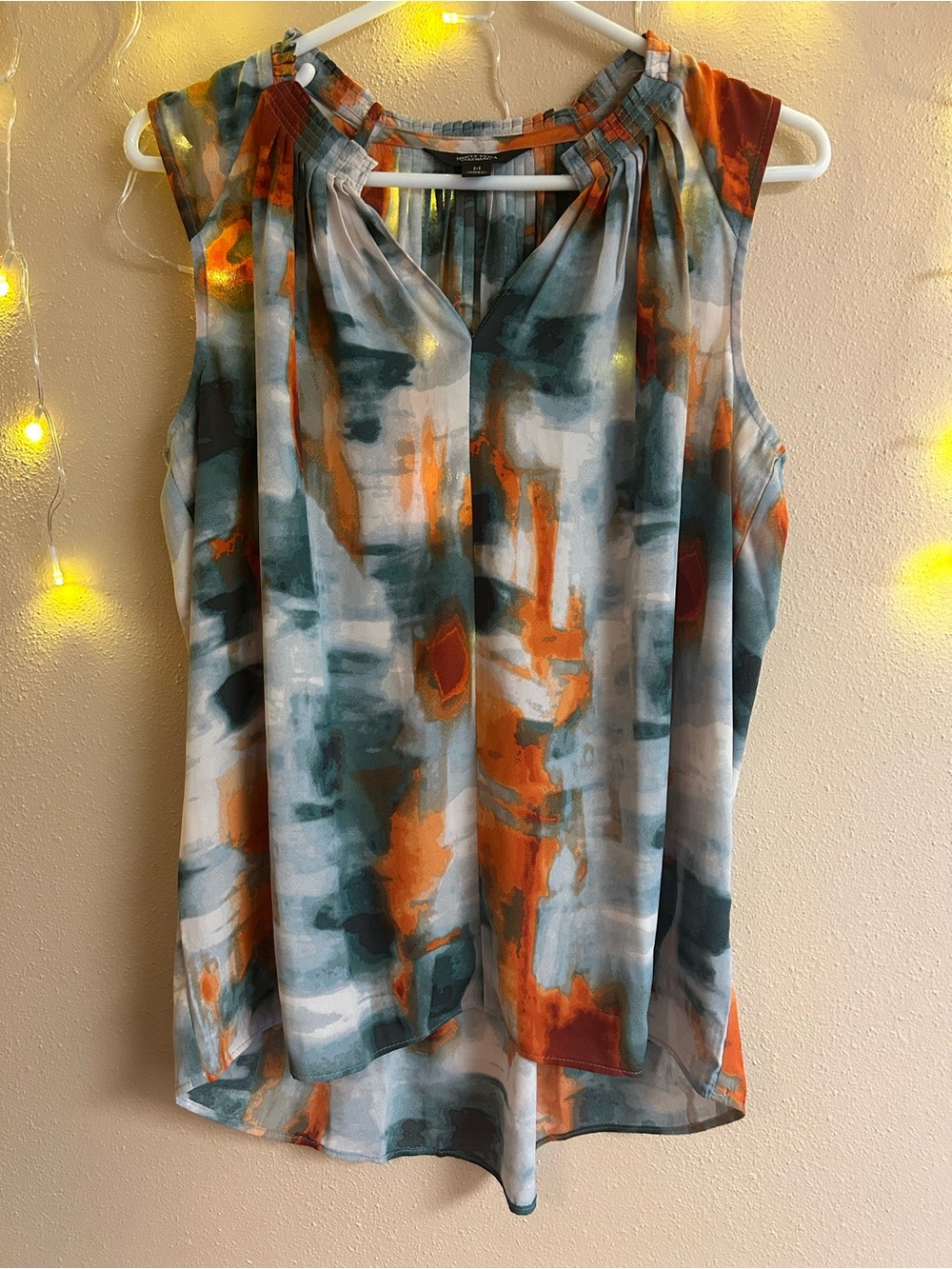 Simply Vera Vera Wang Abstract Print Sleeveless Camisole in Teal, Orange, White